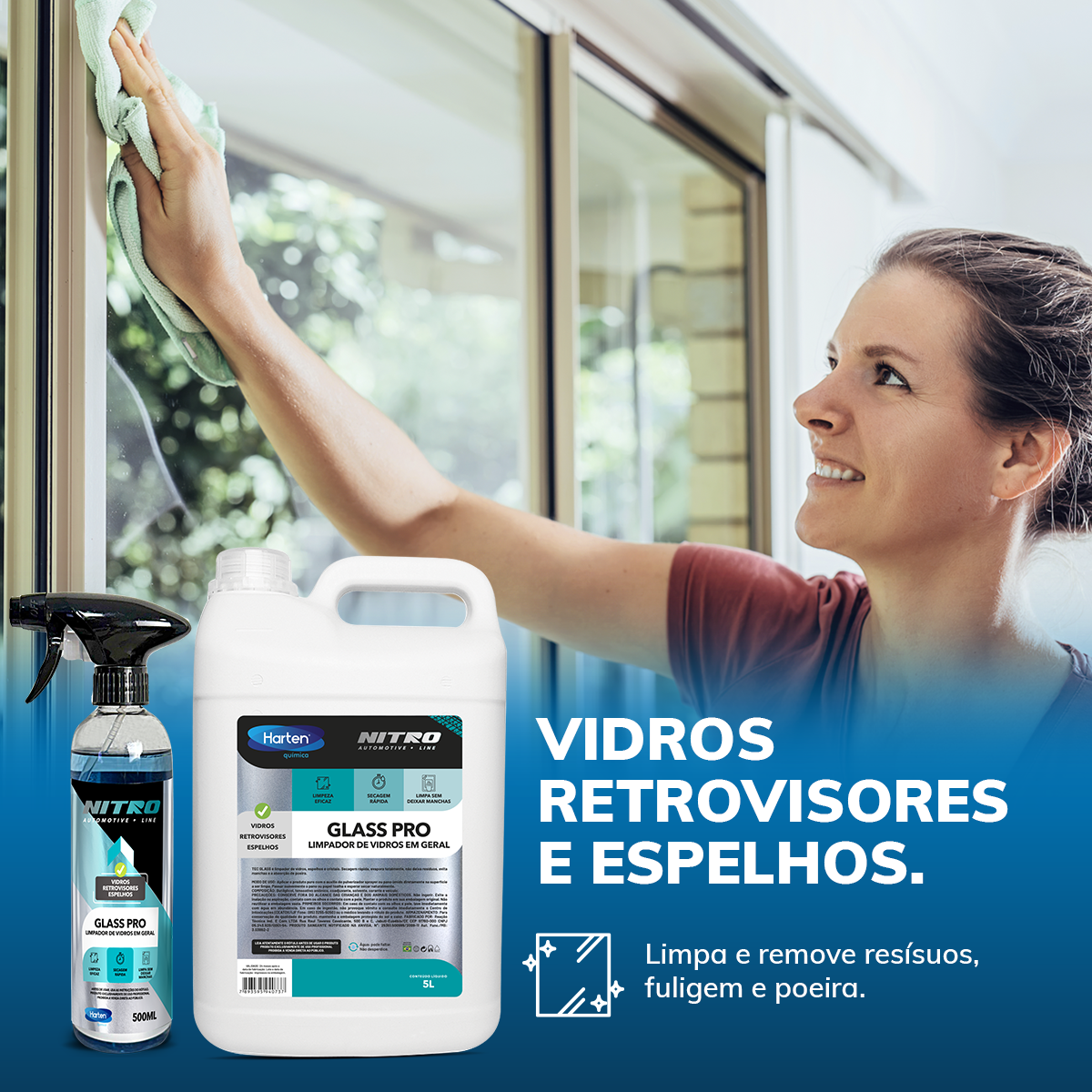 Glass Pro- Limpa Vidros Espelhos Parabrisa